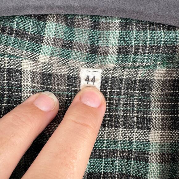 Lagenlook Button Down Shirt Womens 2XL Mens XL Green Unisex Hippie Hobbitcore - Picture 10 of 12